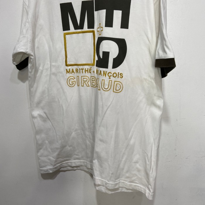 90s マリテフランソワジルボー　プリントロゴ刺繍リンガーTシャツ　白　L | Vintage.City 빈티지숍, 빈티지 코디 정보