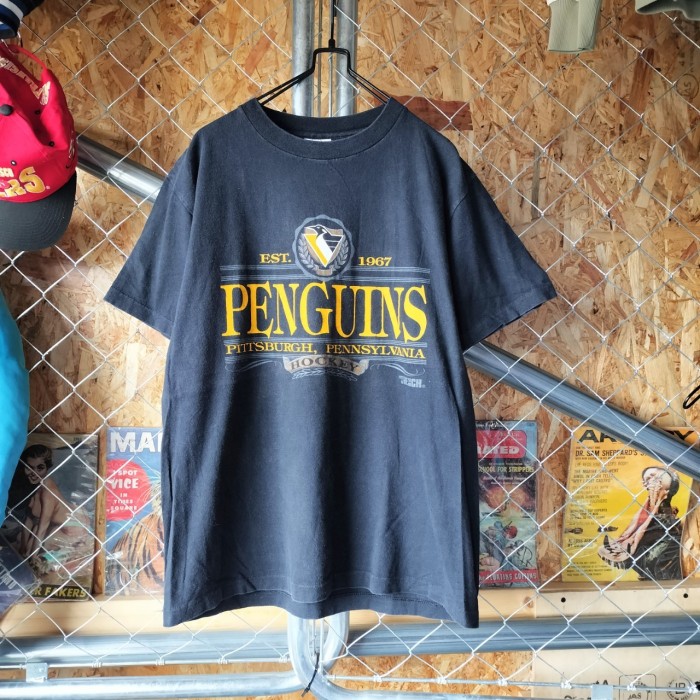 TRANCH　90s  USA製　  NHL   ペンギンズ  バックプリント　Tシャツ　半袖 ブラック　ヴィンテージ　アメカジ　ストリート　ユニセックス　一点物　古着 | Vintage.City 古着屋、古着コーデ情報を発信