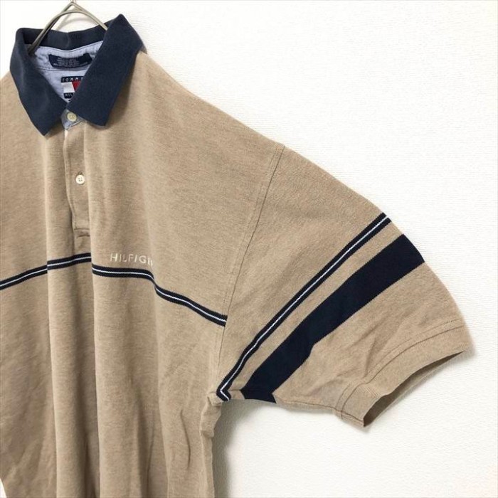 90s 古着 トミーヒルフィガー ポロシャツ 刺繍 ゆるダボ フラッグロゴ XL | Vintage.City 古着屋、古着コーデ情報を発信
