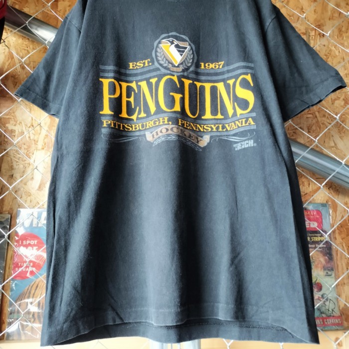 TRANCH　90s  USA製　  NHL   ペンギンズ  バックプリント　Tシャツ　半袖 ブラック　ヴィンテージ　アメカジ　ストリート　ユニセックス　一点物　古着 | Vintage.City 古着屋、古着コーデ情報を発信