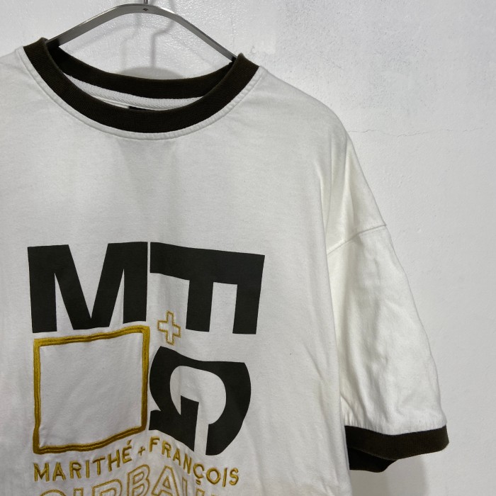90s マリテフランソワジルボー　プリントロゴ刺繍リンガーTシャツ　白　L | Vintage.City 古着屋、古着コーデ情報を発信