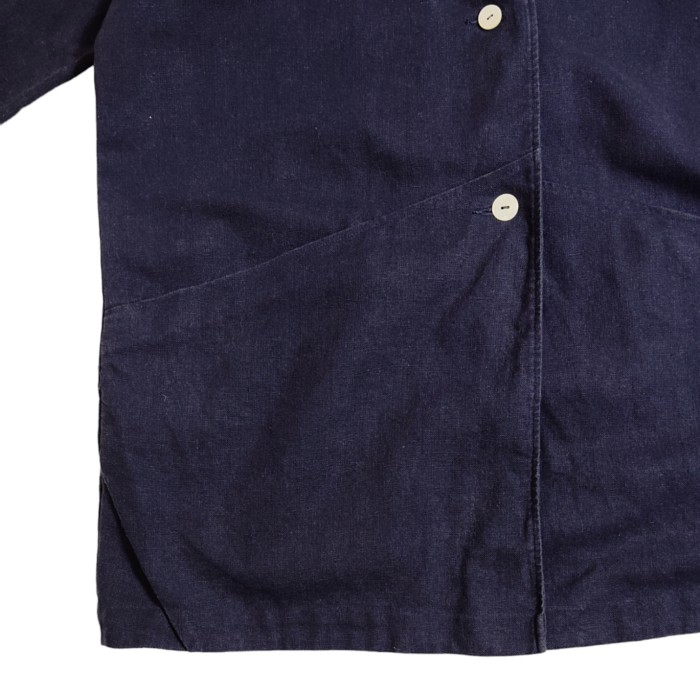 UNKNOWN / Designed Linen No Collar Jacket | Vintage.City 古着屋、古着コーデ情報を発信