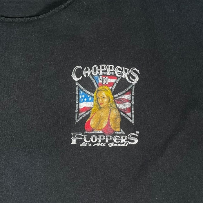 00's “CHOPPERS 'N FLOPPERS” Cut Off Motorcycle Tee | Vintage.City 빈티지숍, 빈티지 코디 정보