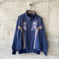 Blue flower embroidery jacket | Vintage.City 古着屋、古着コーデ情報を発信