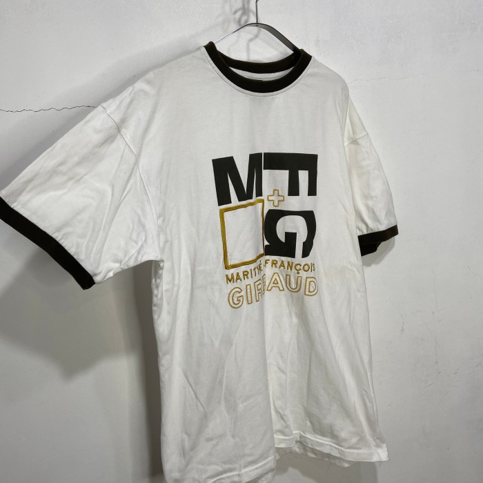 90s マリテフランソワジルボー　プリントロゴ刺繍リンガーTシャツ　白　L | Vintage.City 빈티지숍, 빈티지 코디 정보