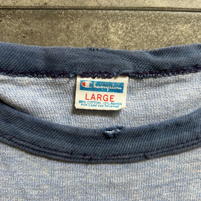 70s チャンピオン リンガーtシャツ USA製 L 霜降りブルー 染み込み | Vintage.City 古着屋、古着コーデ情報を発信