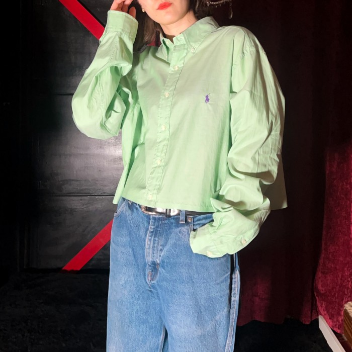 リメイク Ralph Lauren クロップドシャツ〈lime〉 | Vintage.City 빈티지숍, 빈티지 코디 정보