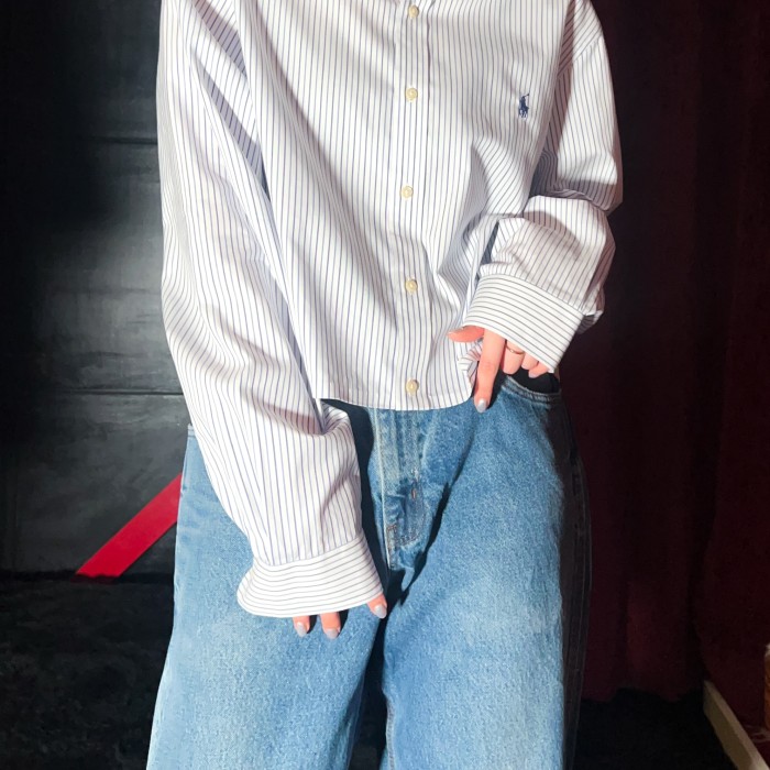 リメイク Ralph Lauren クロップドシャツ〈blue stripe〉 | Vintage.City 古着屋、古着コーデ情報を発信