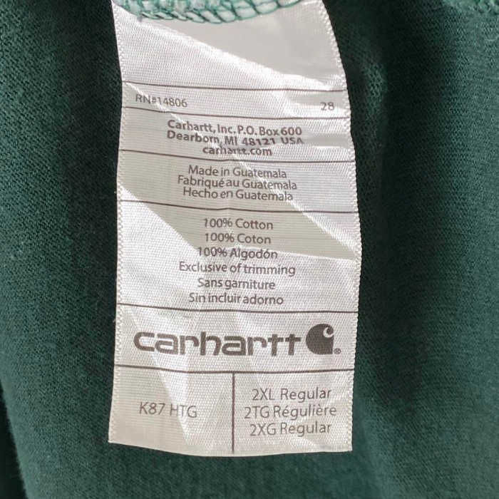 古着 Carhartt Tシャツ 刺繍ロゴ ポケット付き グリーン 2XL | Vintage.City 빈티지숍, 빈티지 코디 정보