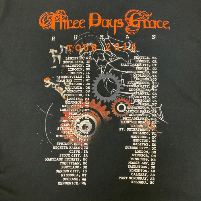 Three Days Grace スリーデイズグレイス ツアー 2015 バンド Tシャツ 古着 メンズXL ブラック 黒 両面プリント【f240416029】 | Vintage.City 古着屋、古着コーデ情報を発信