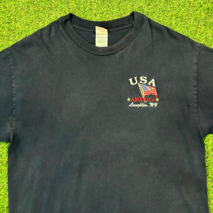 【Men's】00s USA 星条旗 刺繍 ワンポイント ネイビー Tシャツ / 古着 ティーシャツ アメリカ T-Shirts 紺 | Vintage.City 古着屋、古着コーデ情報を発信