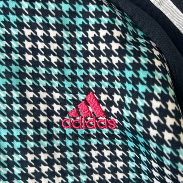 アディダス adidas トラックジャケット レディースLL 千鳥柄 ネイビー ロゴ刺繍 白 #408 | Vintage.City 古着屋、古着コーデ情報を発信
