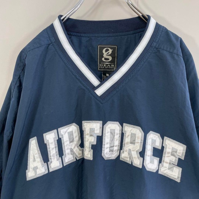 U.S. AIR FORCE big logo nylon jacket size L 配送C エアフォース　ナイロンプルーバージャケット　ビッグ刺繍ロゴ | Vintage.City 빈티지숍, 빈티지 코디 정보