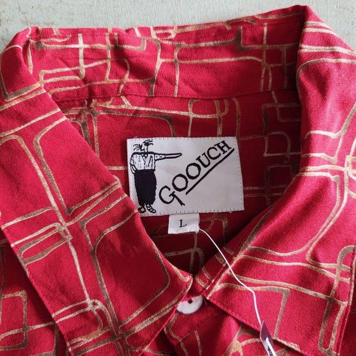 GOOUCH  Deadstock rayon ss shirts グーチ デッドストック レーヨン　半袖　柄シャツ　赤 | Vintage.City 古着屋、古着コーデ情報を発信