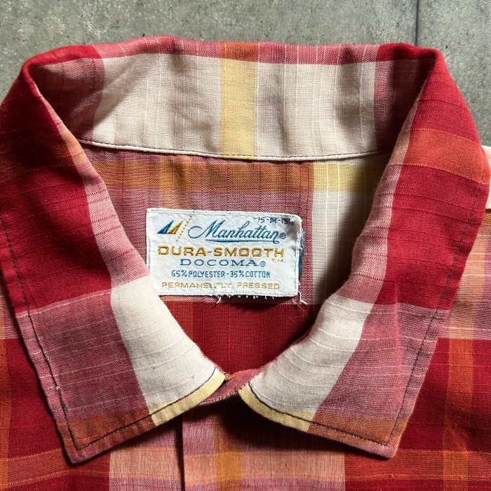 60s マンハッタン 半袖チェックシャツ M ボックス レッド/ピンク | Vintage.City 古着屋、古着コーデ情報を発信