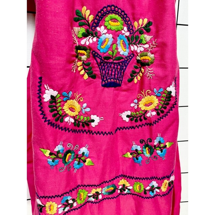メキシカンワンピース 花刺繍 ピンク フォークロア レトロ ヴィンテージ | Vintage.City 빈티지숍, 빈티지 코디 정보