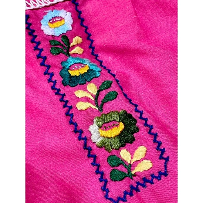メキシカンワンピース 花刺繍 ピンク フォークロア レトロ ヴィンテージ | Vintage.City 古着屋、古着コーデ情報を発信