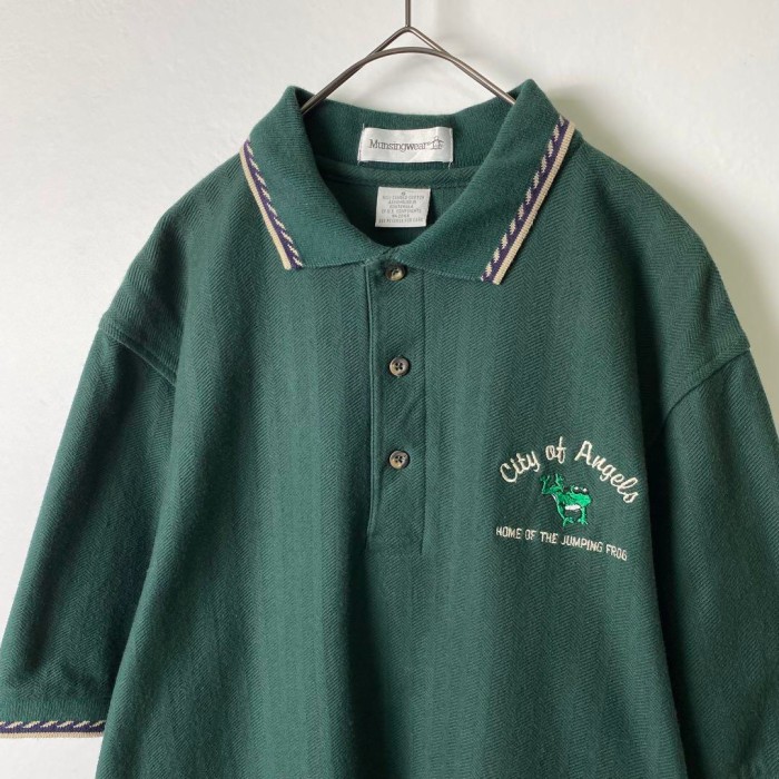 90s マンシングウェア ポロシャツ ライン 半袖 企業物 カエル グリーン S | Vintage.City 古着屋、古着コーデ情報を発信