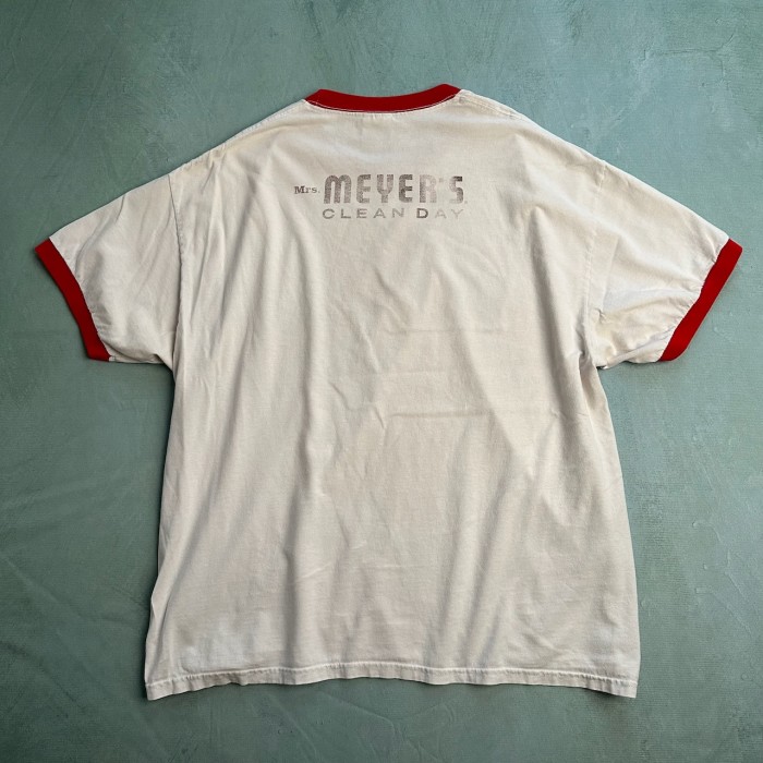 アメリカ企業　リンガーTシャツ　両面プリント　半袖Tシャツ　オフホワイト　赤 | Vintage.City 古着屋、古着コーデ情報を発信