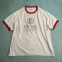 アメリカ企業　リンガーTシャツ　両面プリント　半袖Tシャツ　オフホワイト　赤 | Vintage.City 古着屋、古着コーデ情報を発信