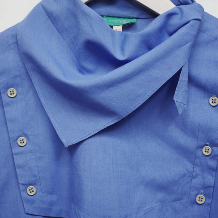 ブルーのスカーフデザインブラウス | Vintage.City 古着屋、古着コーデ情報を発信