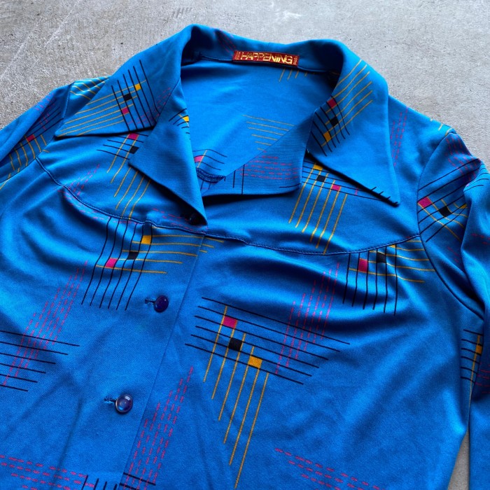 レトロパターンブルーシャツ | Vintage.City 古着屋、古着コーデ情報を発信