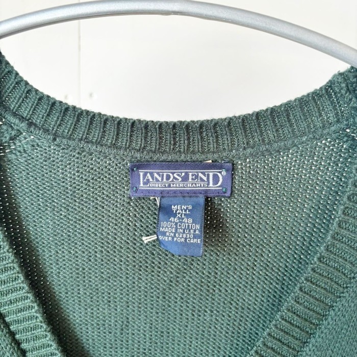 90's LAND'S END Vneck Cotton Knit | Vintage.City 古着屋、古着コーデ情報を発信