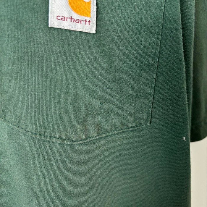 Carhartt 刺繍ロゴ ポケット Tシャツ 厚手 フェード グリーン XL | Vintage.City 古着屋、古着コーデ情報を発信