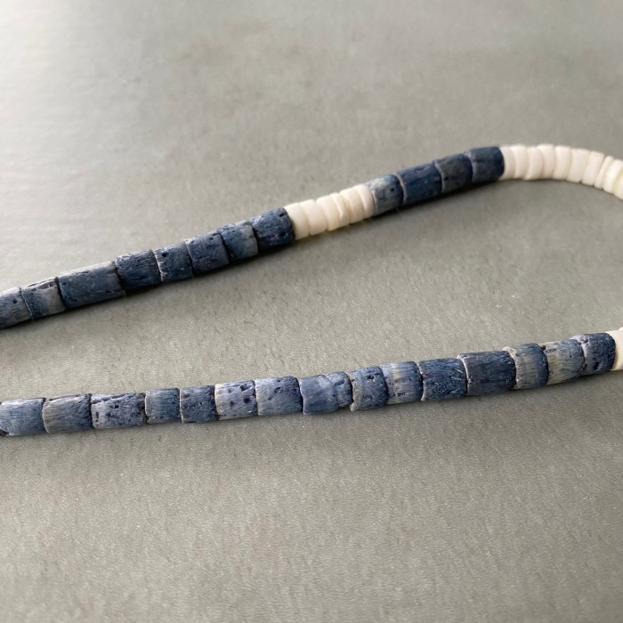 Vintage 70s-80s USA blue coral × white shell beads necklace レトロ アメリカ ヴィンテージ 天然石 ブルー コーラル × ホワイト シェル ビーズネックレス | Vintage.City 빈티지숍, 빈티지 코디 정보
