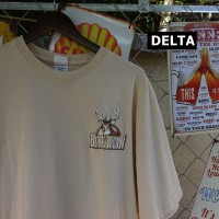 DELTA Tシャツ ベージュ XL ポイントイラスト バックプリント 鹿 茶 10040 | Vintage.City 古着屋、古着コーデ情報を発信