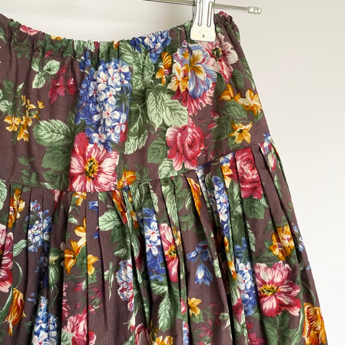Vintage 80s retro botanical flower pattern long skirt レトロ ヴィンテージ 古着 ボタニカル 花柄 ロング スカート | Vintage.City 빈티지숍, 빈티지 코디 정보