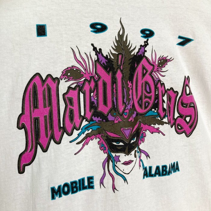 1997 Mardi Gras/MOBILE ALABAMA Print T-SHIRT | Vintage.City 빈티지숍, 빈티지 코디 정보