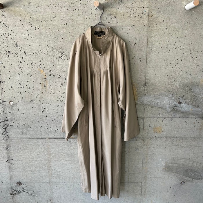 beige silk long coat | Vintage.City 빈티지숍, 빈티지 코디 정보