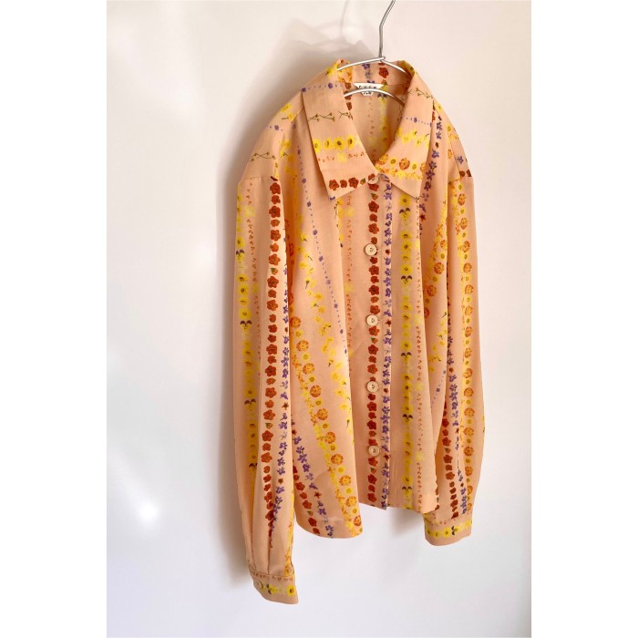 Vintage 80s retro sherbet orange flower pattern blouse レトロ ヴィンテージ 古着 シャーベット オレンジ フラワー柄 ブラウス | Vintage.City Vintage Shops, Vintage Fashion Trends