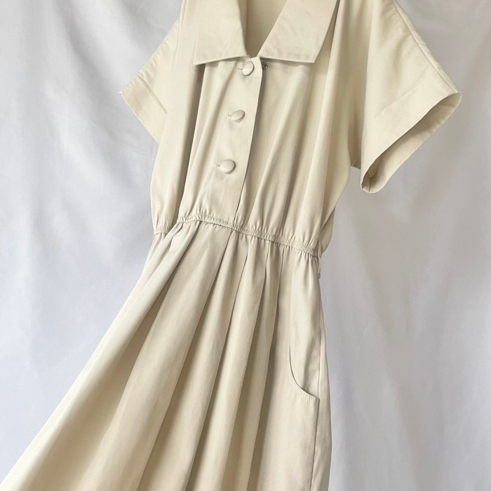 Leslie fay beige shirt onepiece ベージュ襟付きワンピース　vintage フレアワンピース | Vintage.City 빈티지숍, 빈티지 코디 정보