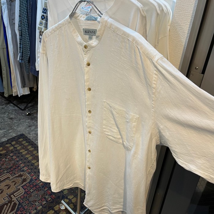 no collar linen/cotton shirt | Vintage.City 빈티지숍, 빈티지 코디 정보