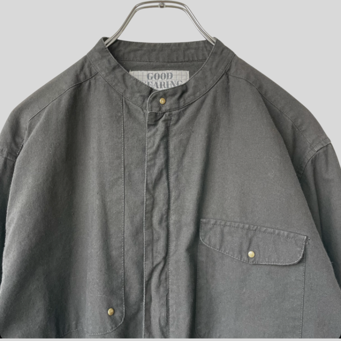 Zip up band collar shirt ジップアップ バンドカラーシャツ | Vintage.City 빈티지숍, 빈티지 코디 정보