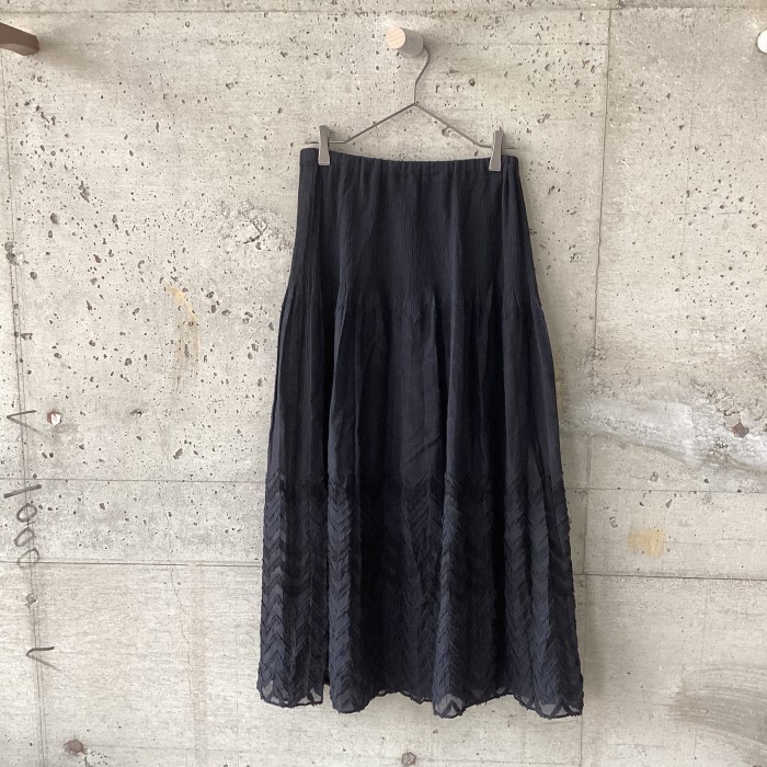 Black long skirt with sheer hem | Vintage.City 빈티지숍, 빈티지 코디 정보