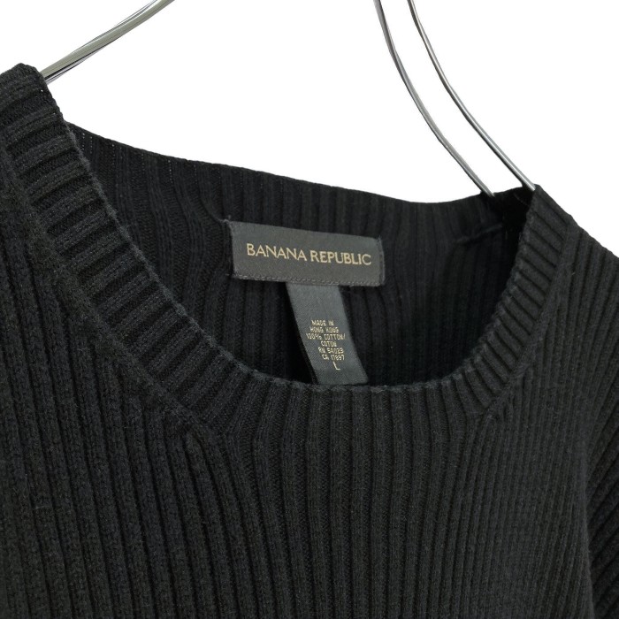 90s BANANA REPUBLIC L/S black cotton rib knit sewn | Vintage.City 古着屋、古着コーデ情報を発信