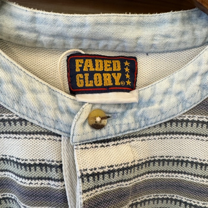 90's FADED GLORY ボーダー　Lサイズ ポロシャツ　ヘンリーネック 半袖シャツ 【000441】 | Vintage.City 古着屋、古着コーデ情報を発信