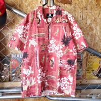 MangoMoon  80s   ハワイ製　オールオーバーパターン　アロハシャツ   オープンカラーシャツ　半袖シャツ　柄シャツ　カメハメハ大王　ヴィンテージ　アメカジ　ユニセックス　一点物　古着 | Vintage.City 빈티지숍, 빈티지 코디 정보