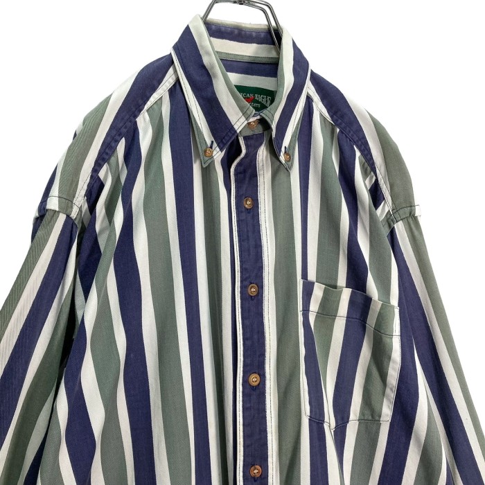 90s AMERICAN EAGLE L/S cotton mulch stripe shirt | Vintage.City 古着屋、古着コーデ情報を発信