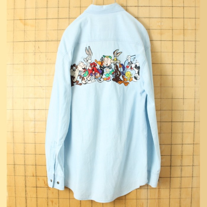 90s USA AUTHENTIC COLLECTION LOONEY TUNES CLASSIC コットン シャツ ライトブルー メンズS バッグスバニー ロードランナー アメリカ古着 | Vintage.City Vintage Shops, Vintage Fashion Trends