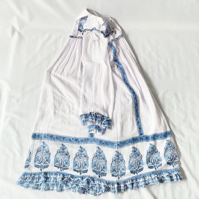 70s vintage indian cotton  白水色フリル インド綿ワンピース | Vintage.City 古着屋、古着コーデ情報を発信