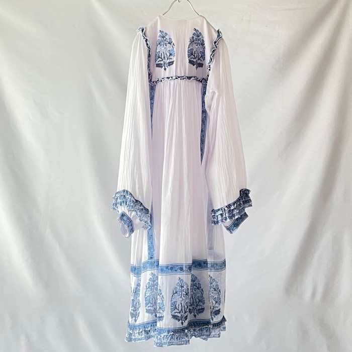 70s vintage indian cotton  白水色フリル インド綿ワンピース | Vintage.City 古着屋、古着コーデ情報を発信