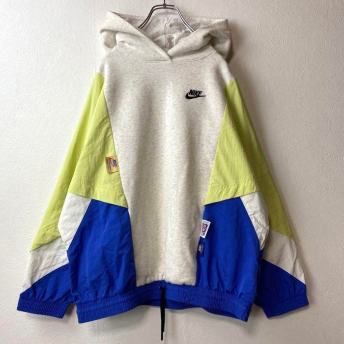 NIKE switching hoodie size M 配送B ナイキ　スイッチングパーカー　マルチロゴ　ナイロン切替 | Vintage.City 古着屋、古着コーデ情報を発信