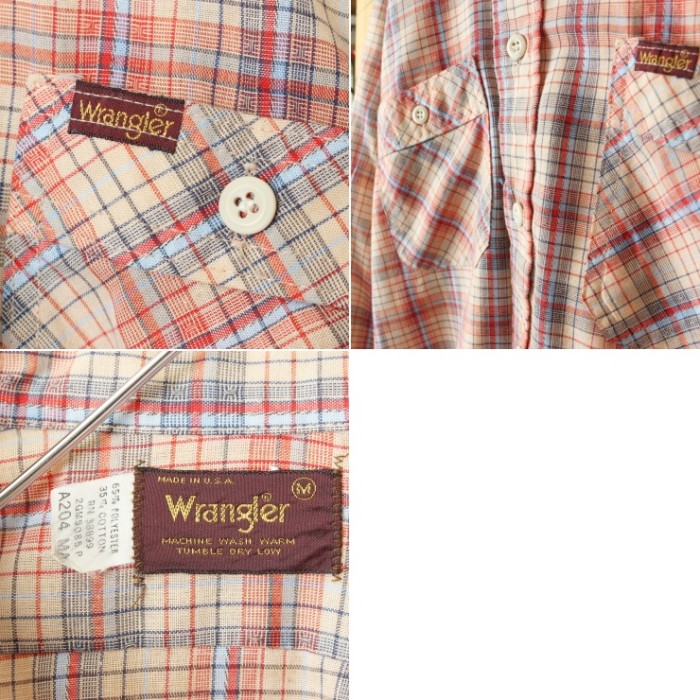 70s 80s USA製 Wrangler ラングラー チェック シャツ レッド メンズM 長袖 アメリカ古着 | Vintage.City 古着屋、古着コーデ情報を発信