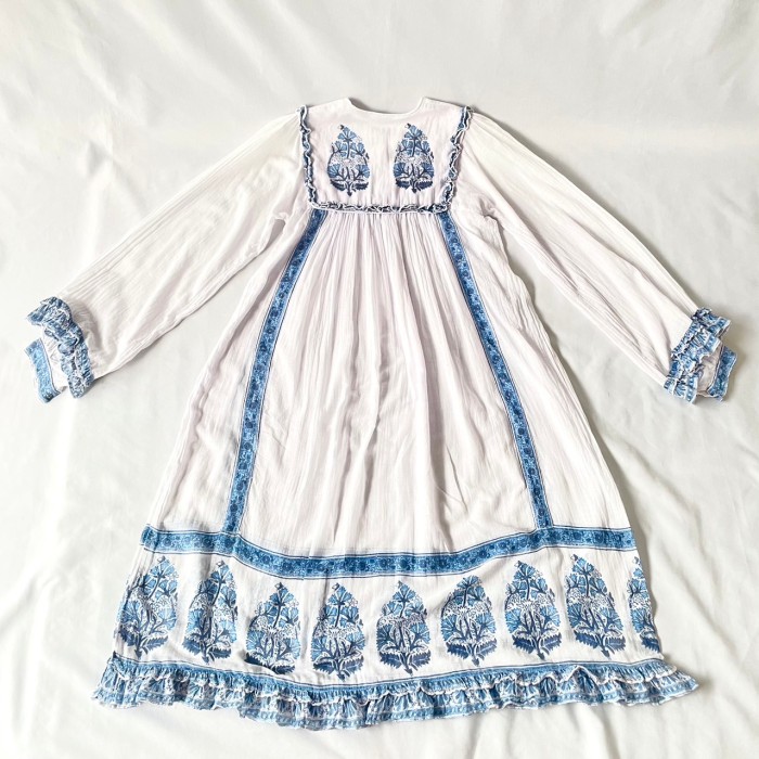 70s vintage indian cotton  白水色フリル インド綿ワンピース | Vintage.City 빈티지숍, 빈티지 코디 정보