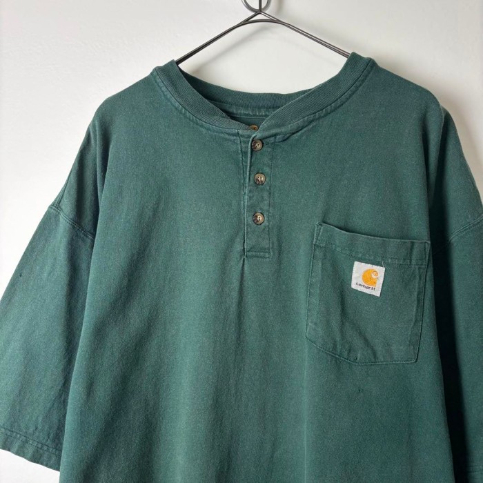 古着 カーハート Tシャツ ヘンリーネック 刺繍ロゴ 厚手 グリーン XL | Vintage.City 빈티지숍, 빈티지 코디 정보