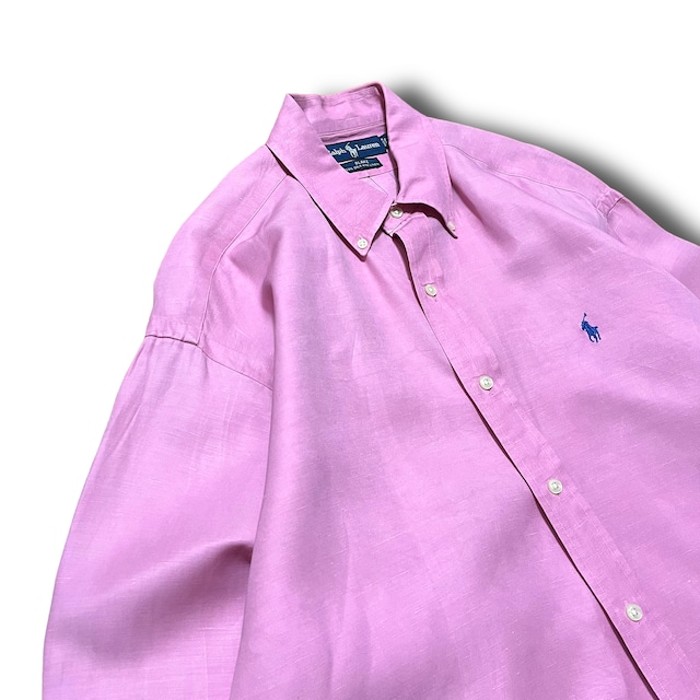 【Ralph Lauren】1990's シルクリネンボタンダウンシャツ ピンク | Vintage.City 빈티지숍, 빈티지 코디 정보
